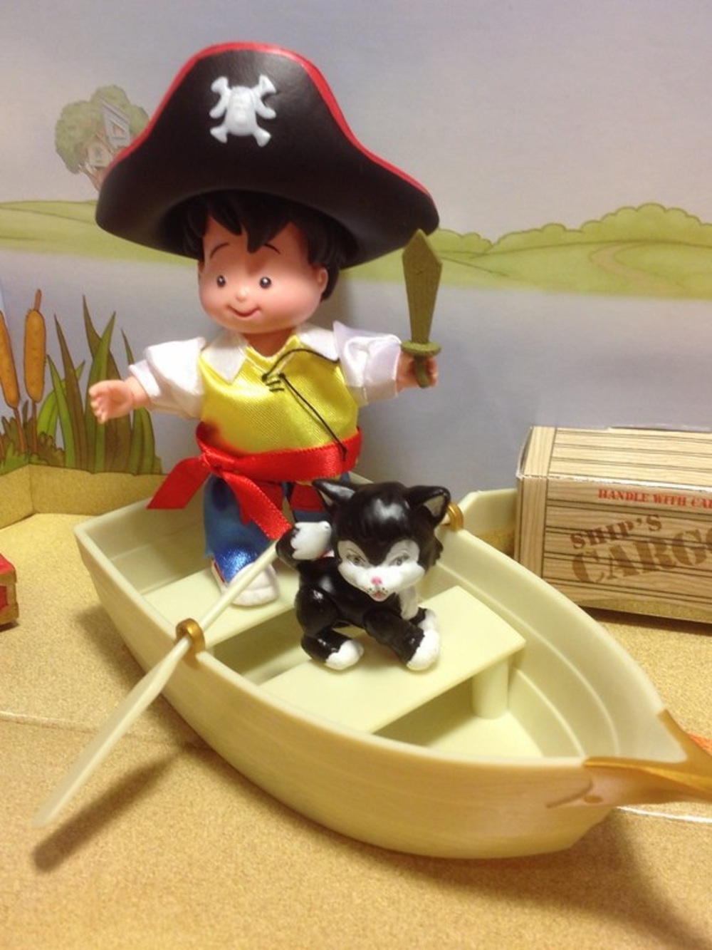 Children's Pirate Playset with Rowboat and Cat